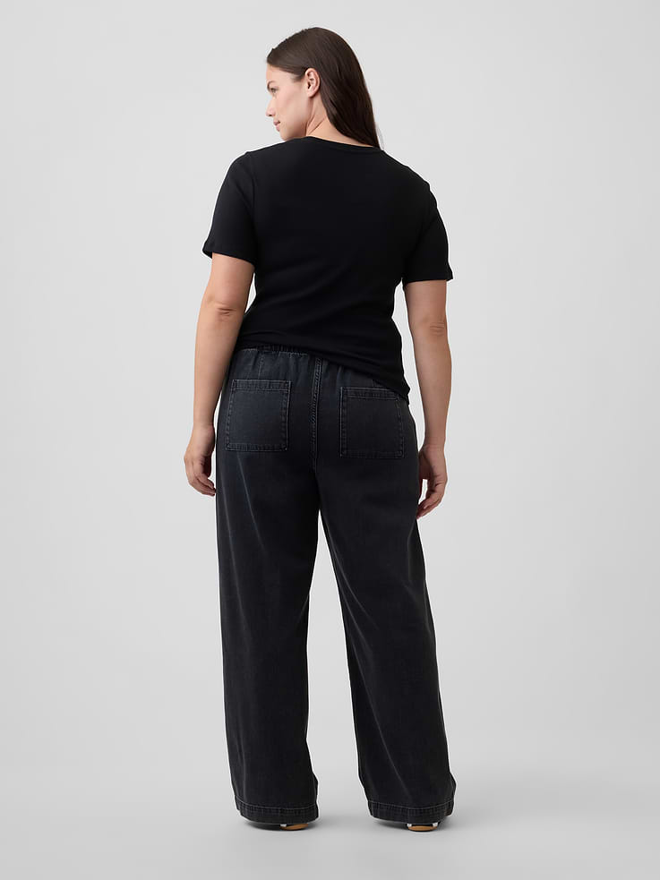 Image number 6 showing, High Rise Pull-On Wide-Leg Jeans