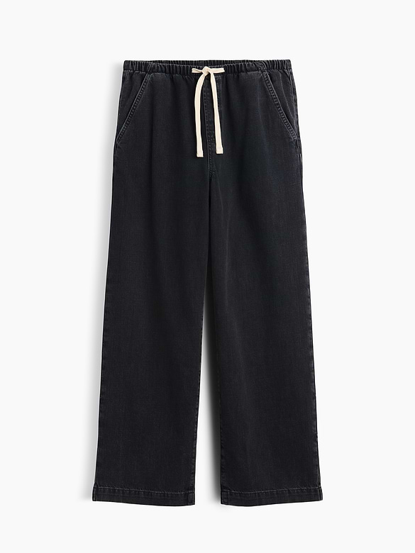 High Rise Pull-On Wide-Leg Jeans