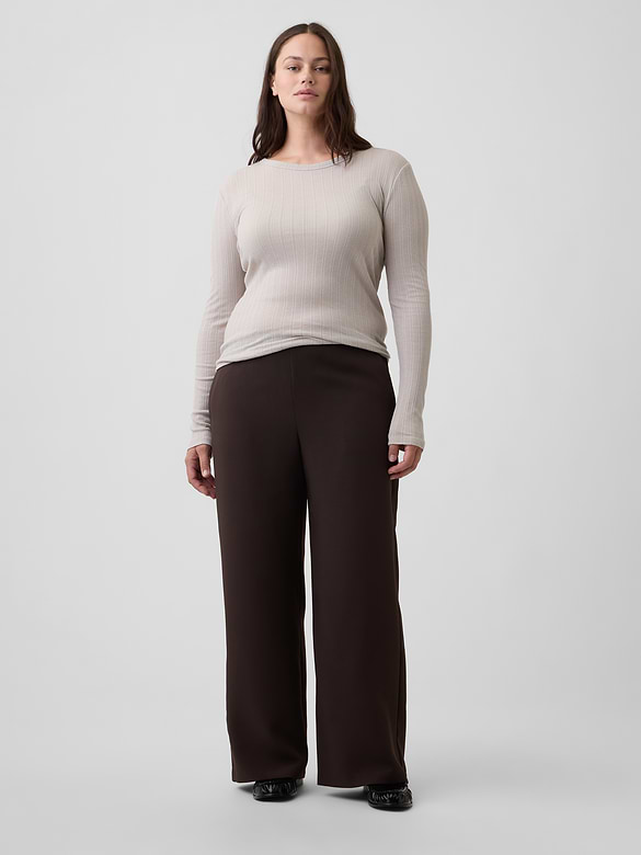 100% Recycled Pull-On Wide-Leg Pants