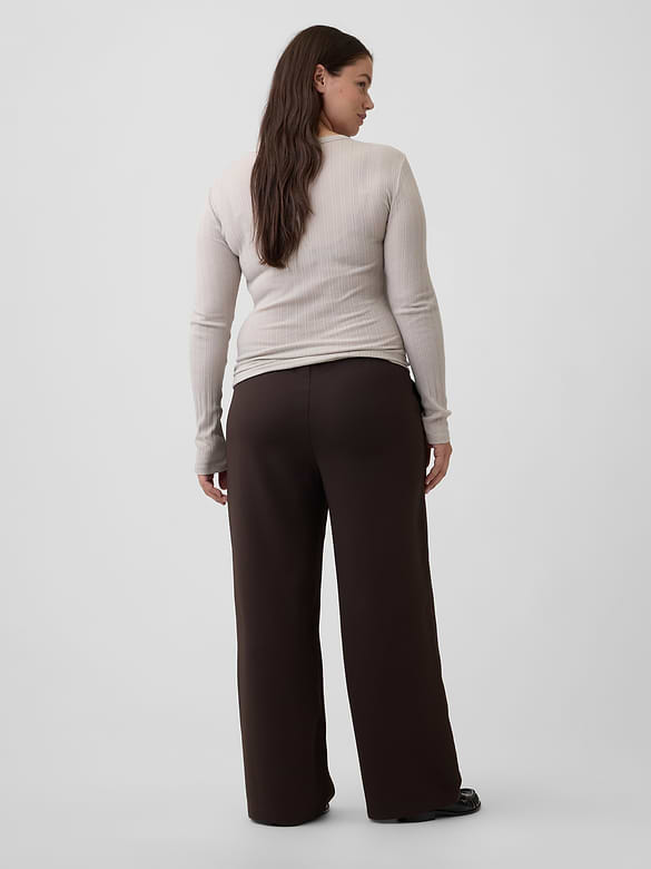 100% Recycled Pull-On Wide-Leg Pants