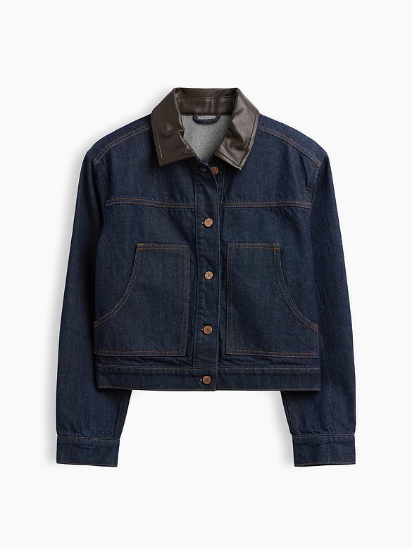 Relaxed Cropped Denim Chore Jacket