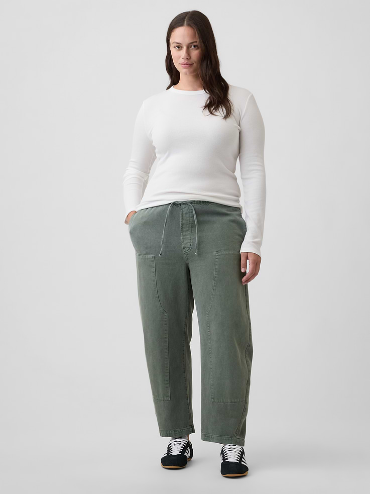 Image number 5 showing, Mid Rise Pull-On Barrel Jeans