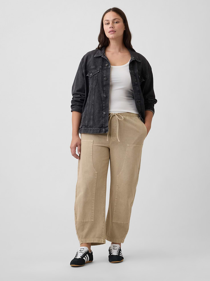 Image number 5 showing, Mid Rise Pull-On Barrel Jeans
