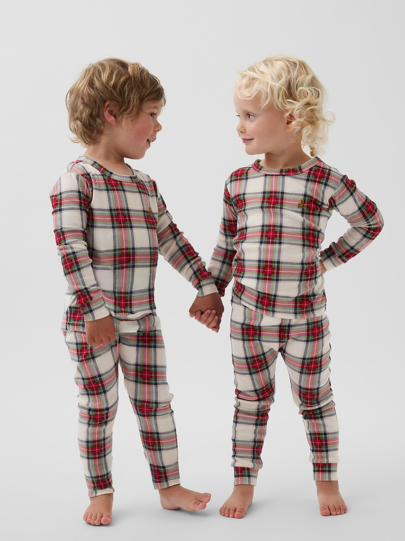 Kids & Baby Organic Brushed Cotton Plaid PJ Set