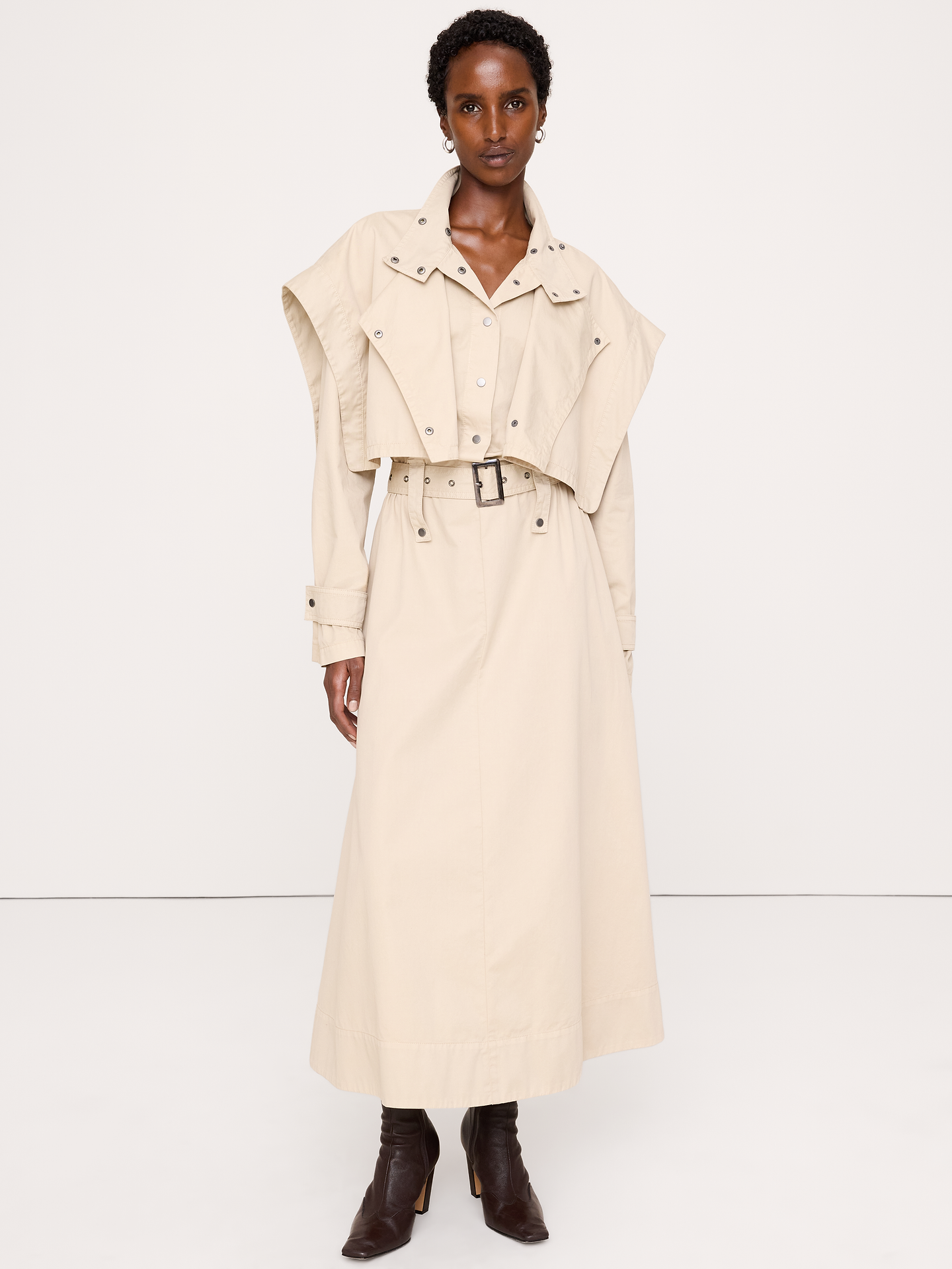 Image number 1 showing, Cotton Twill Utility Trench Dress