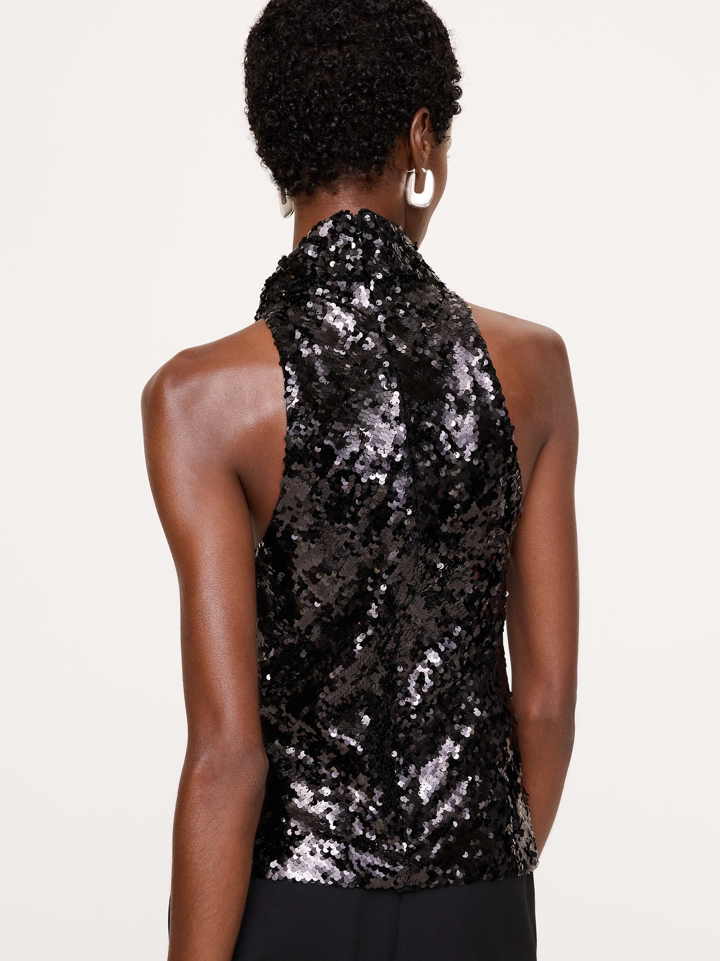 Image 2 of 4, Draped Sequin Cowl-Neck Tank