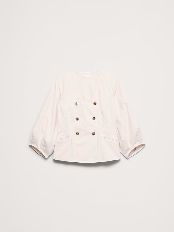 Haut à manches bouffantes en toile de coton
