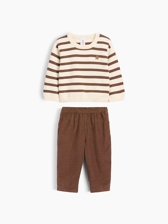 Baby Sweater & Corduroy Pants Outfit Set