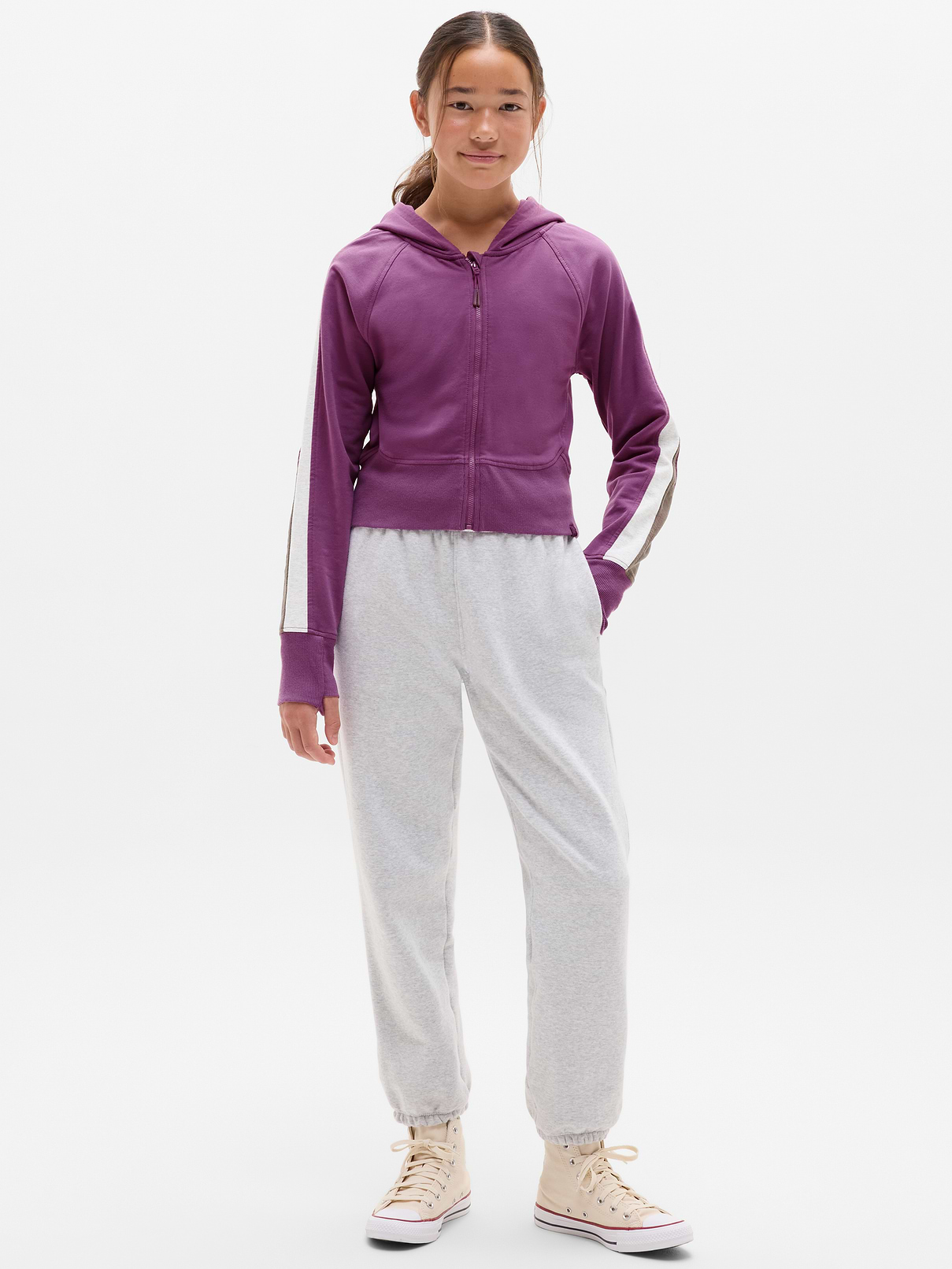 Image number 2 showing, Athleta Girl All Day Colorblock Full Zip Shrunken Hoodie