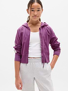 Image number 1 showing, Athleta Girl All Day Colorblock Full Zip Shrunken Hoodie