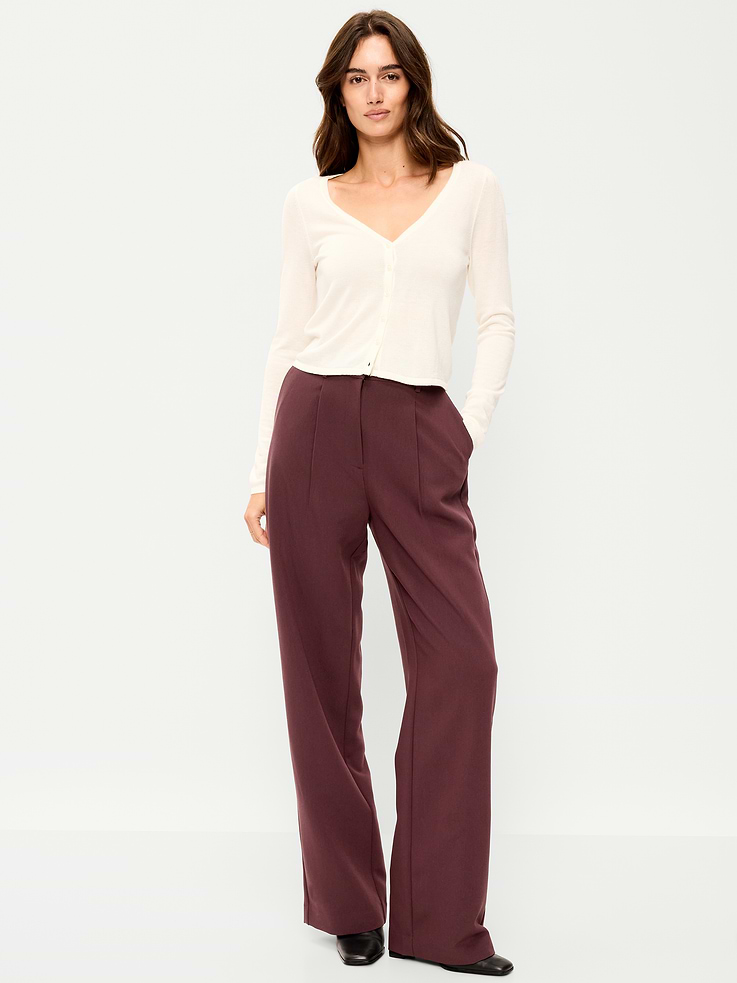 Image number 1 showing, Extra High-Waisted Taylor Wide-Leg Trouser Pants