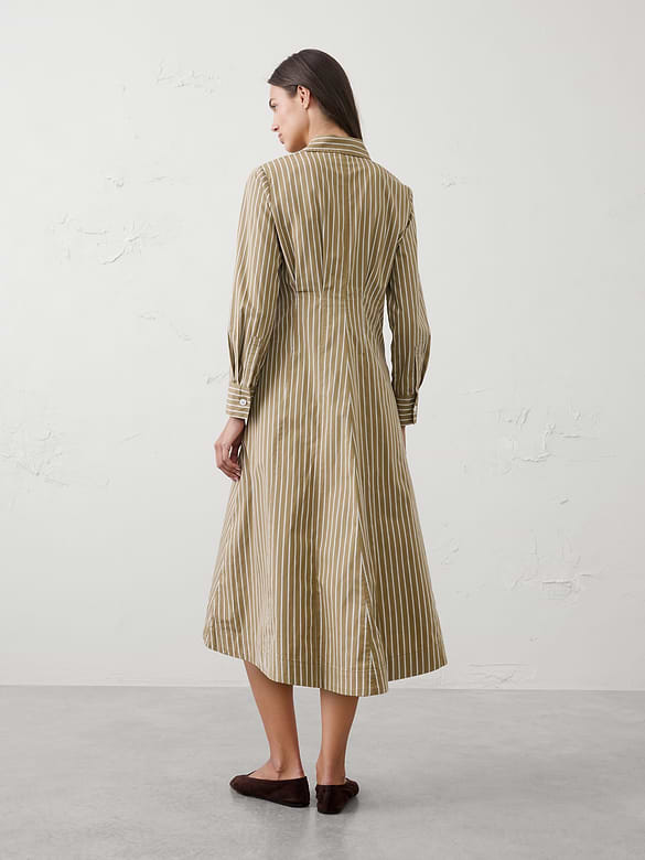 Seamed-Waist Midi Shirtdress