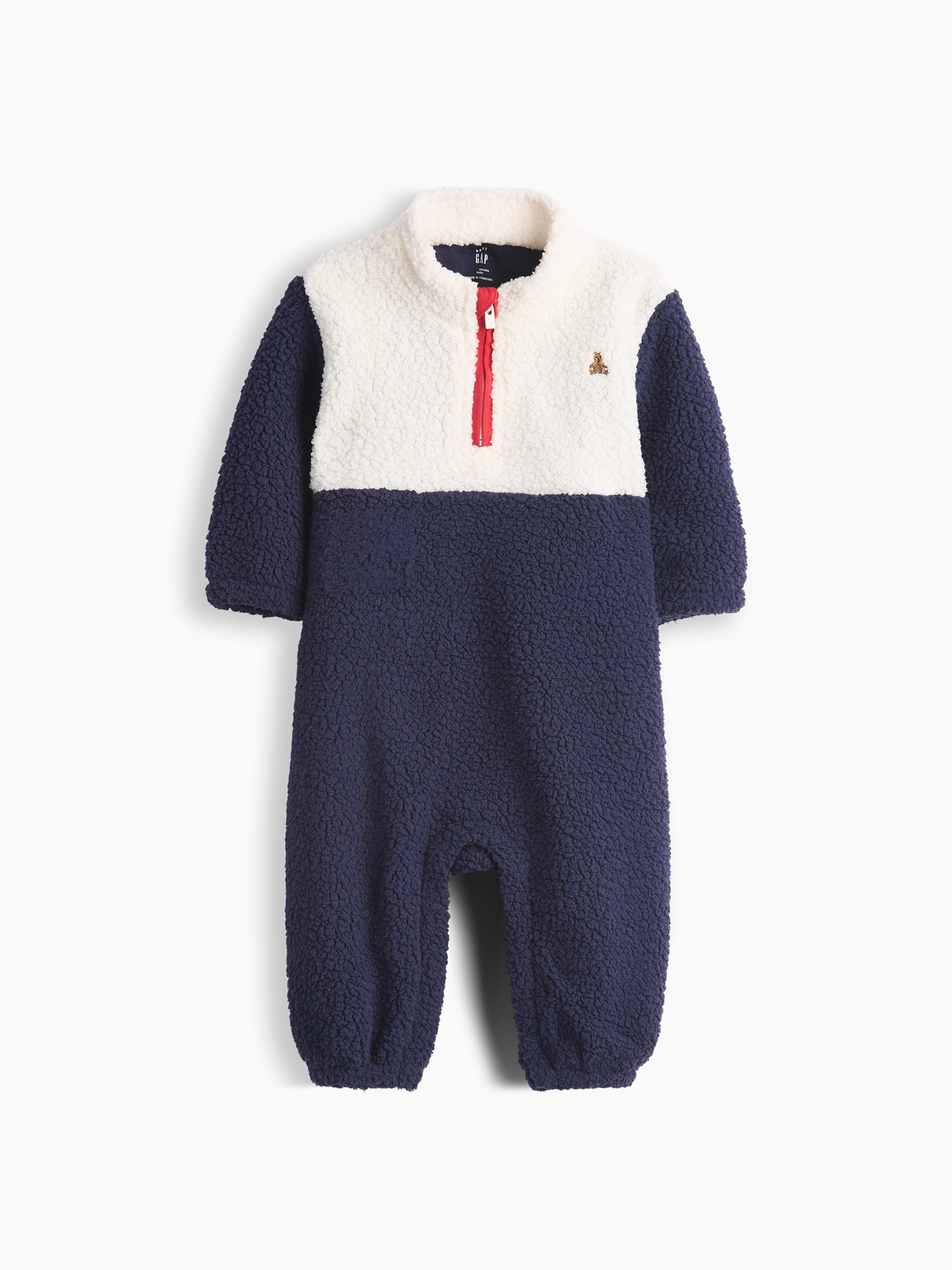 Baby Sherpa Colorblock Quarter-Zip One-Piece