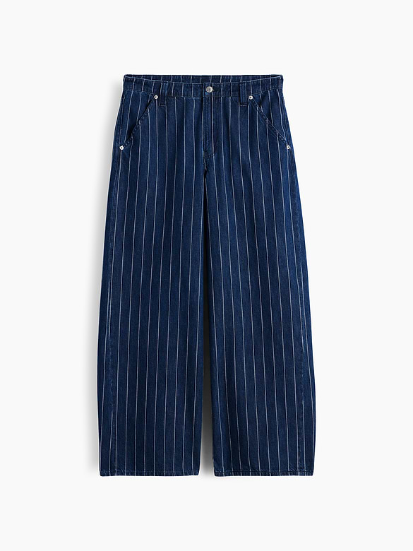 Mid Rise Stripe Baggy Jeans