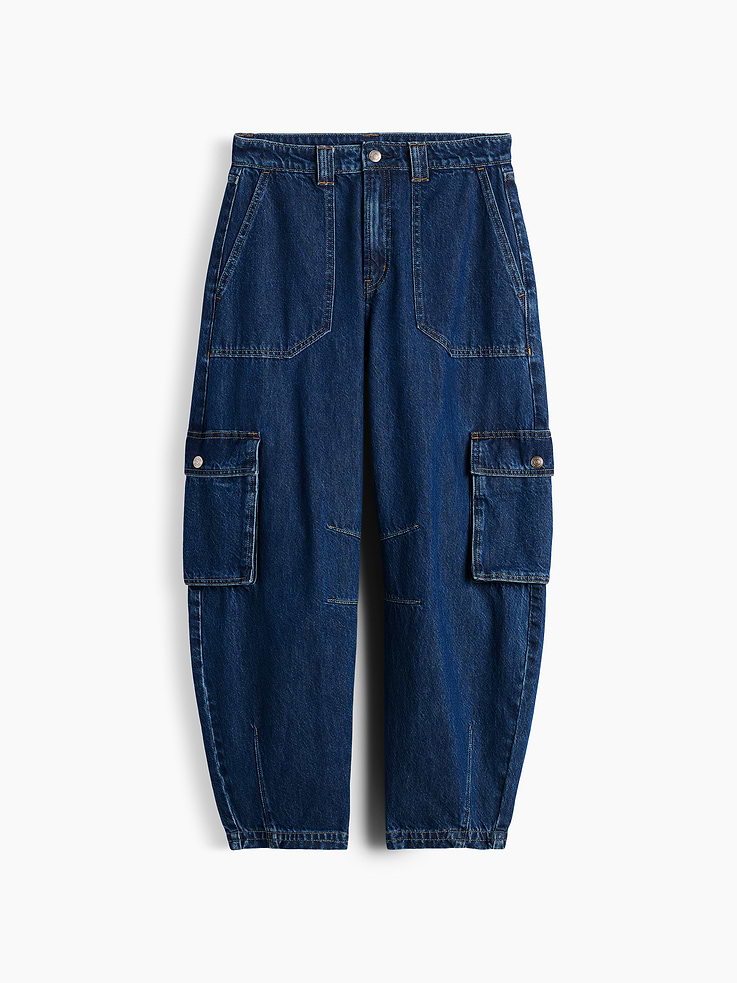 Image number 6 showing, High Rise Barrel Cargo Jeans