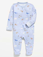 Image 1 of 1, crew neck, long sleeves, fold-over mittens at each sleeve, full-length reversible zipper, sewn-in feet, all-over print, Product #1181801