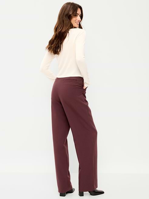 Old Navy Women's Extra High-Waisted Taylor Wide-Leg Trouser Pants - Red