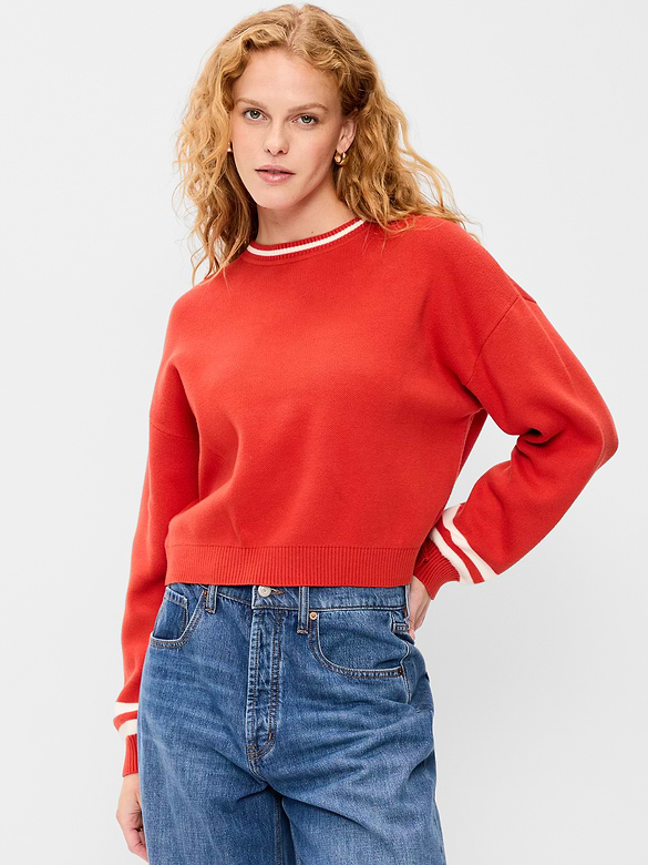 SoSoft Cotton Crew-Neck Cropped Sweater