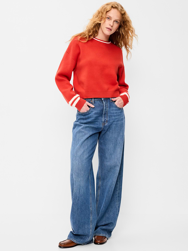 Image number 1 showing, SoSoft Cotton Crew-Neck Cropped Sweater