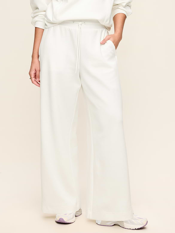 Pantalon en molleton dynamique à très taille haute et à jambe large