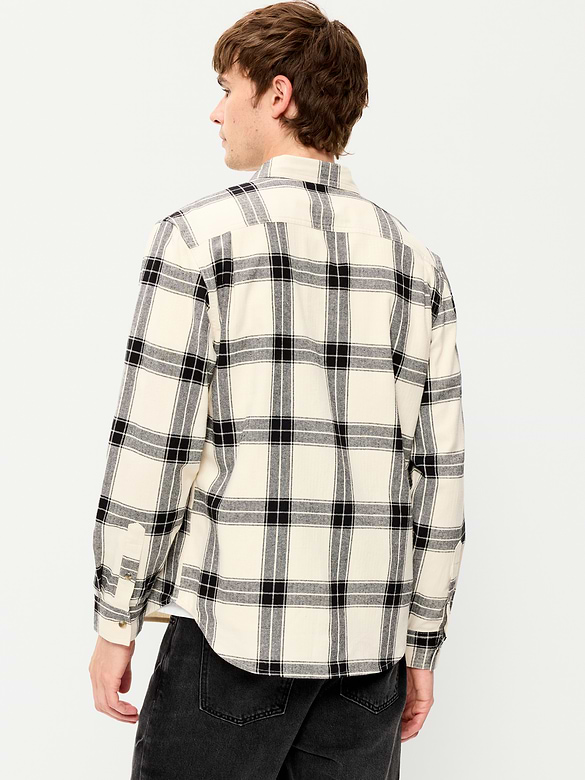 Relaxed Long-Sleeve Flannel Pocket Shirt