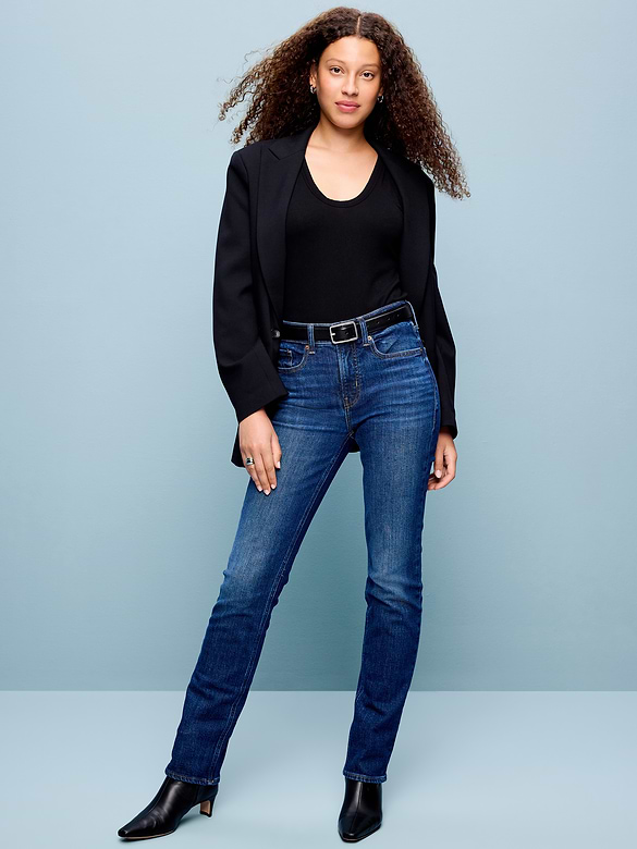 Mid-Rise Straight Leg Jeans