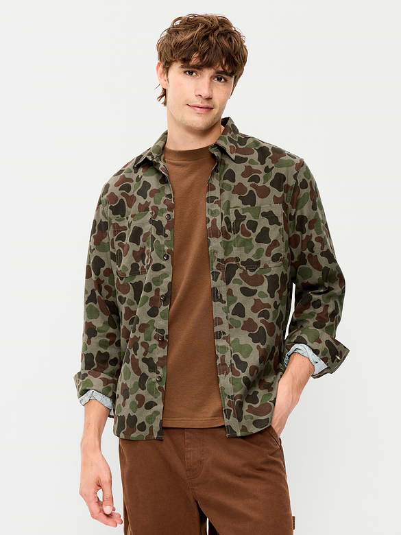 Relaxed Long-Sleeve Flannel Pocket Shirt