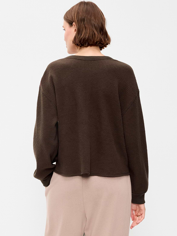 Long-Sleeve Crew-Neck Henley T-Shirt
