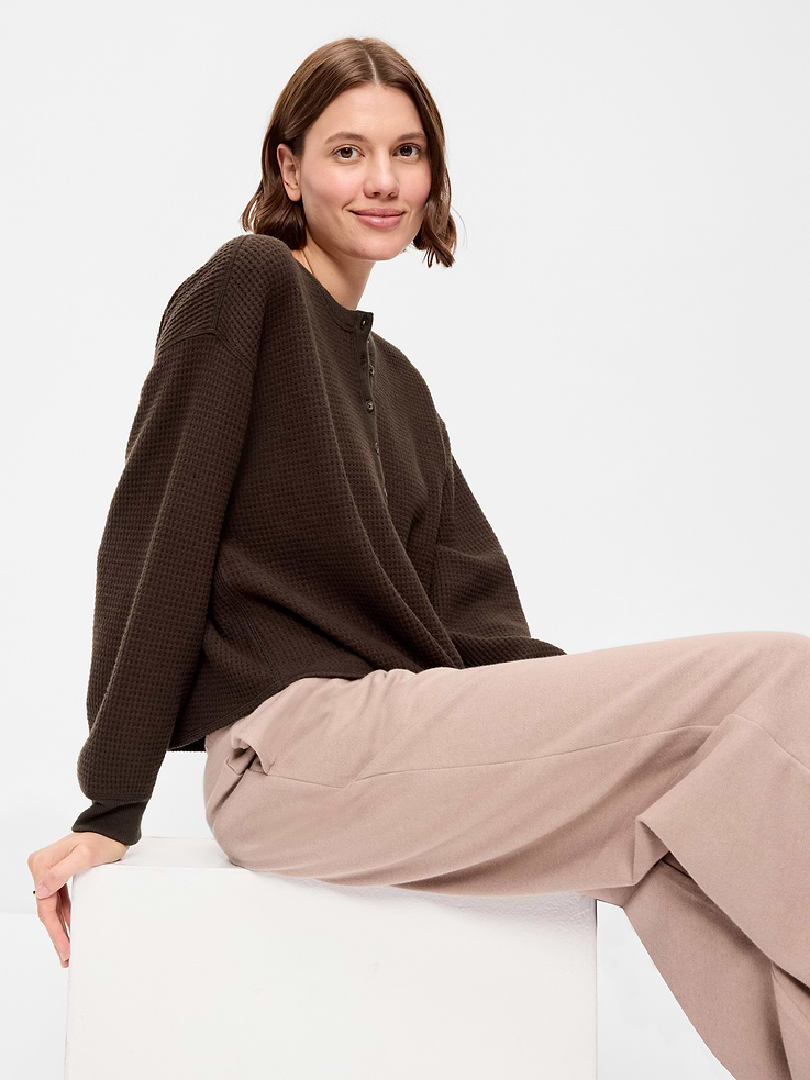 Image number 3 showing, Long-Sleeve Crew-Neck Henley T-Shirt
