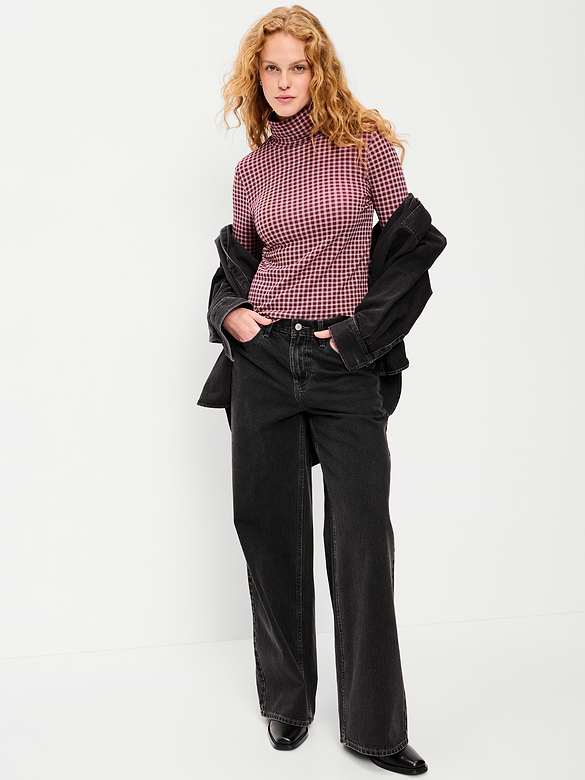 Slim-Fit Printed Turtleneck