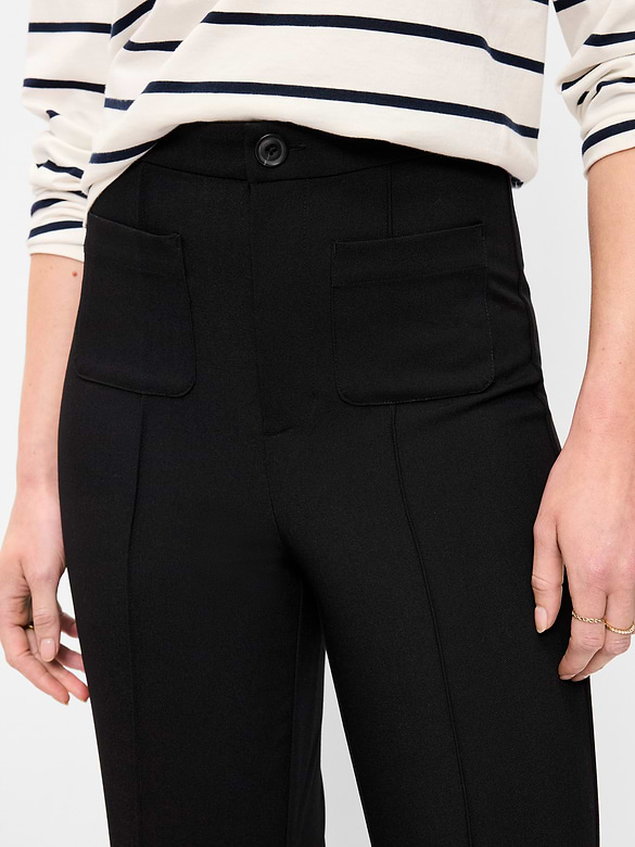 High-Waisted Patch Pocket Flare Pants