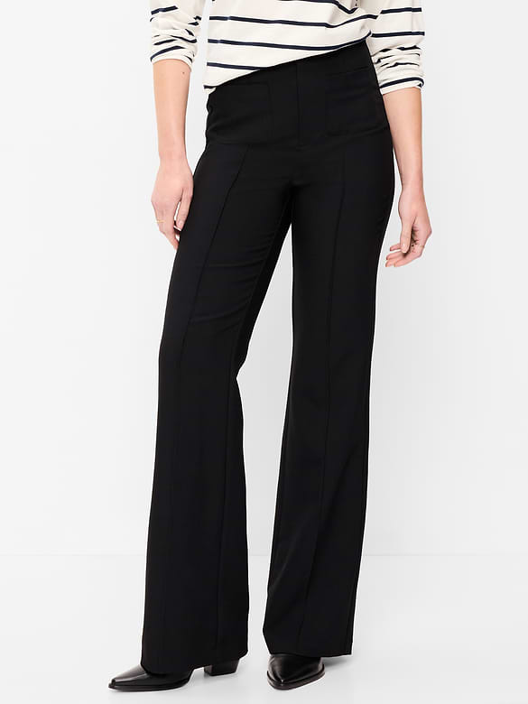 High-Waisted Patch Pocket Flare Pants