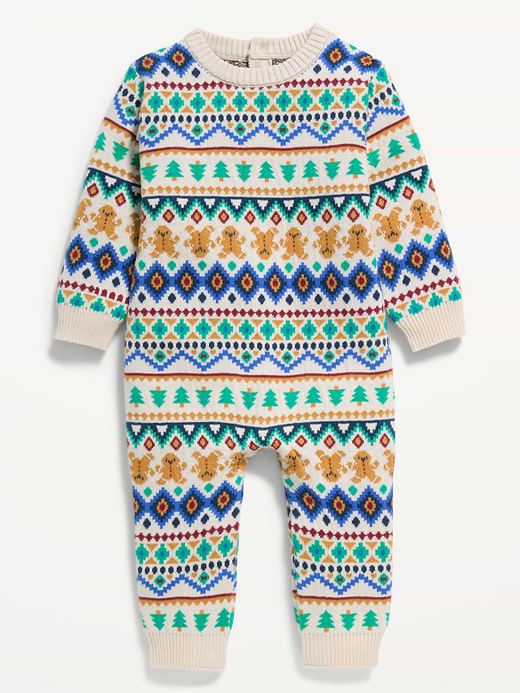 Long-Sleeve Fair Isle Sweater One-Piece for Baby