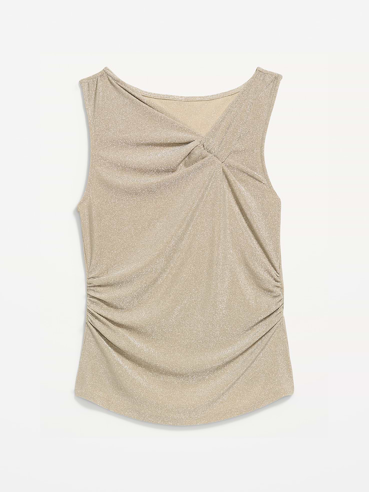 Image 5 of 9, Sleeveless Shimmer Twist-Front Top