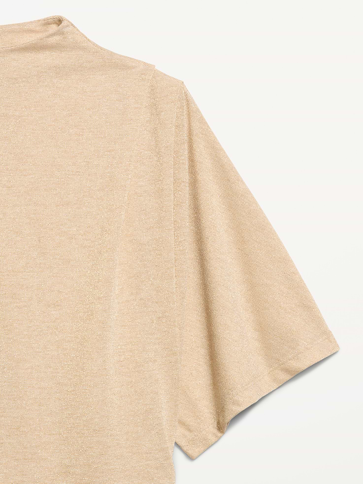 Image 3 of 5, High-Neck Flutter-Sleeve Top