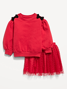Image 2 of 4, Bow-Shoulder Sweatshirt and Tutu Skirt Set for Toddler Girls