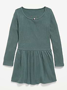 Image 3 of 4, CozePlush Fit and Flare Long-Sleeve Dress for Girls
