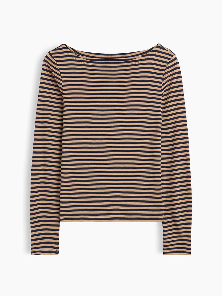 Image 5 of 5, Modern Ribbed Boatneck T-Shirt