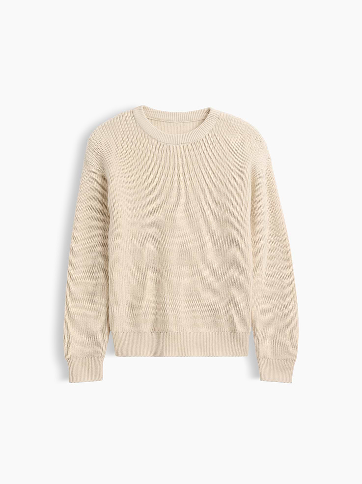 Image 1 of 3, Textured cotton knit., Dropped shoulder, long sleeves with ribbed cuffs., Ribbed crewneck., Ribbed hem., Select styles have allover stripes., Product #1177138