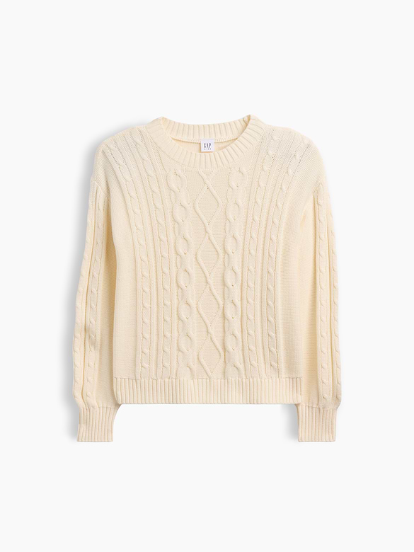 Kids Relaxed Cable-Knit Crewneck Sweater