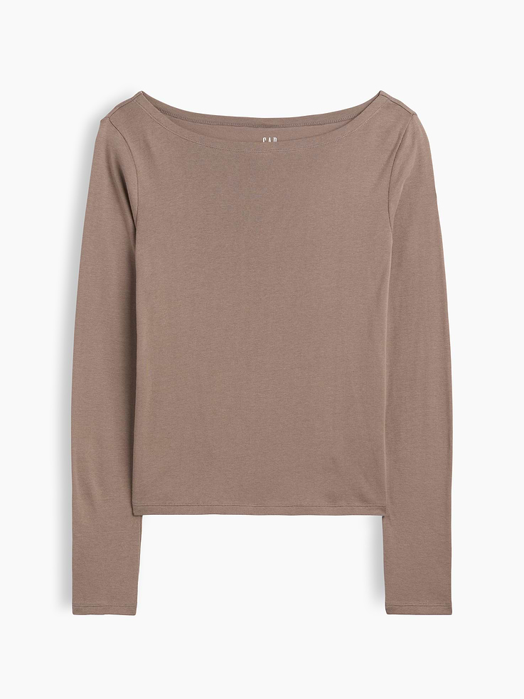 Image 5 of 5, Modern Ribbed Boatneck T-Shirt