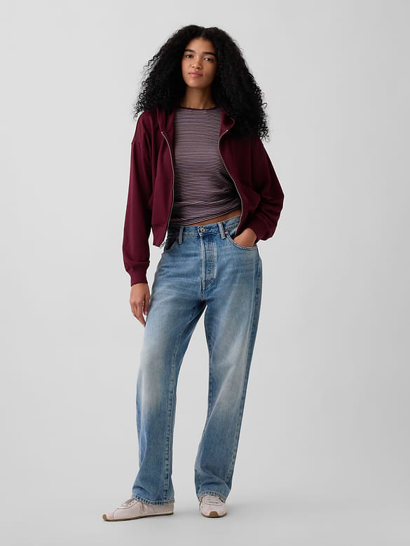 VintageSoft Terry Oversized Wedge Zip Hoodie