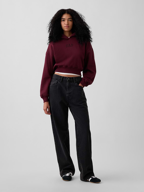 VintageSoft Crop Logo Hoodie