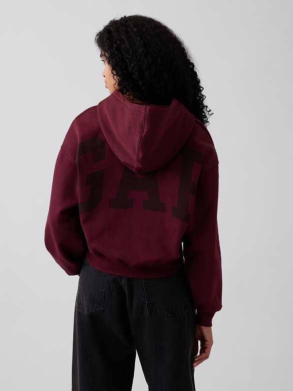 VintageSoft Crop Logo Hoodie