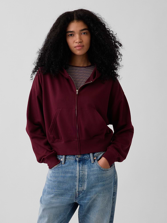 VintageSoft Terry Oversized Wedge Zip Hoodie