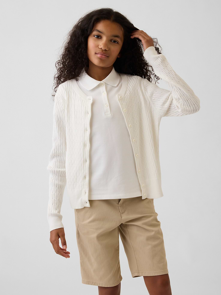 Image number 1 showing, Kids 100% Cotton Uniform Cardigan Sweater