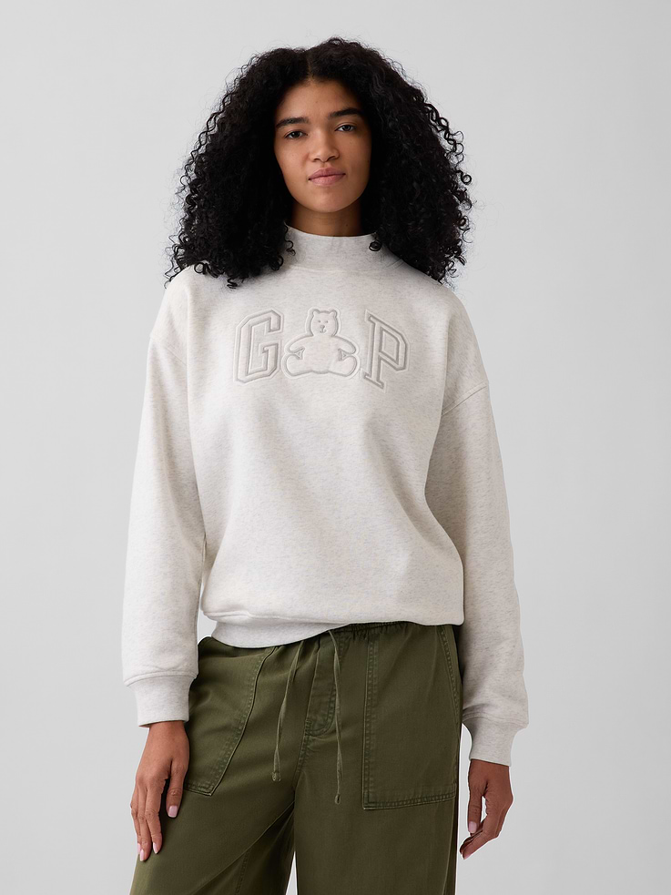 Image number 1 showing, VintageSoft Oversized Mockneck Logo Sweatshirt