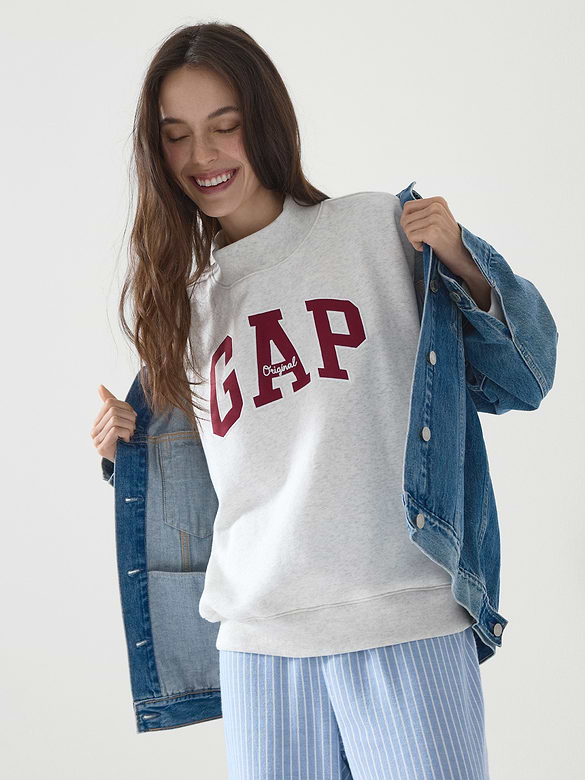 Oversized Gap Logo Mockneck Tunic Sweatshirt