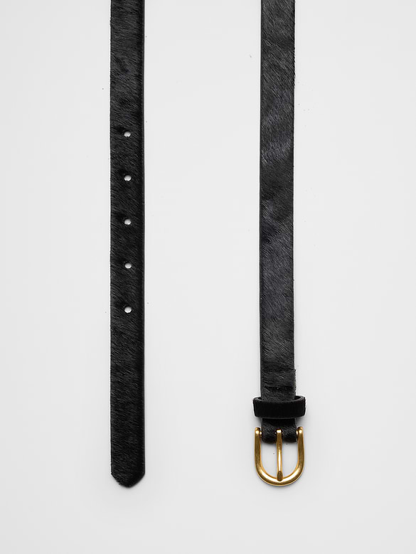 Vegan Leopard Pony Hair Skinny Belt