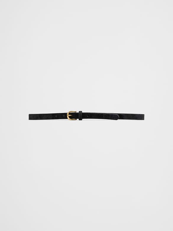 Vegan Leopard Pony Hair Skinny Belt